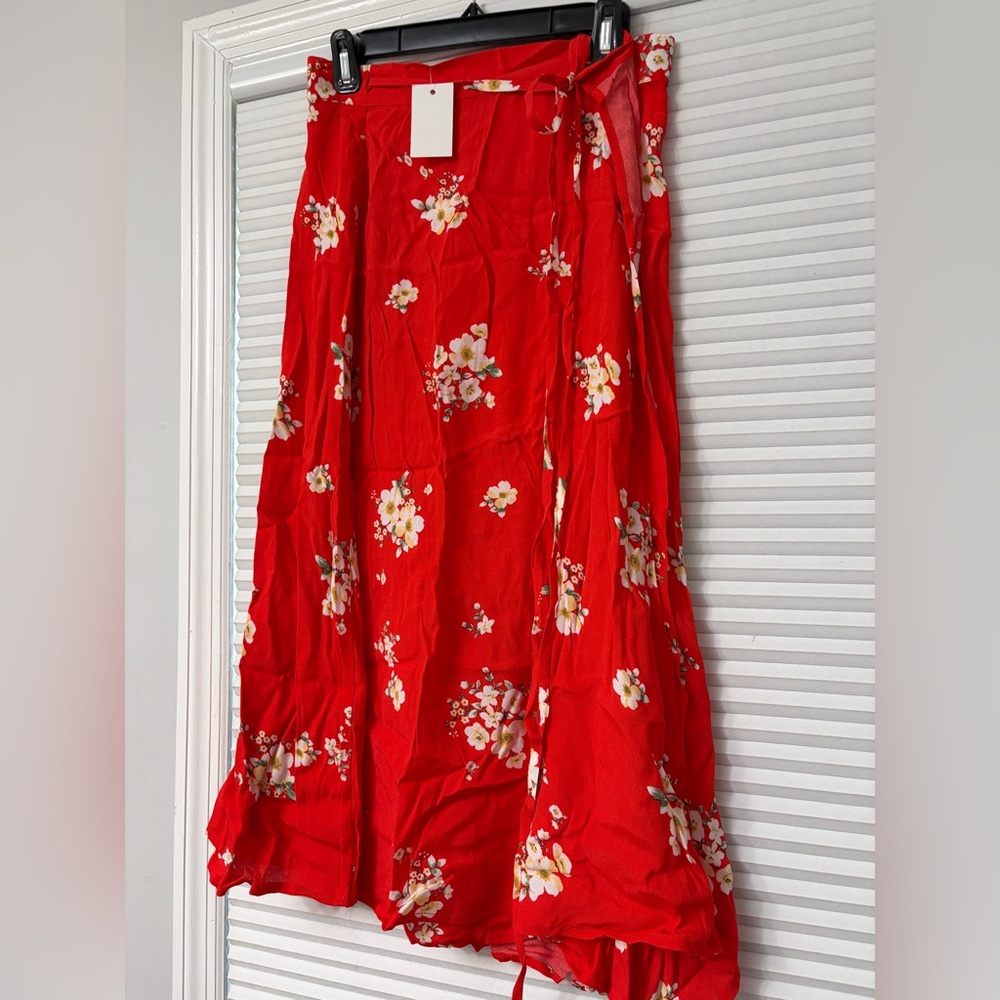 Elodie Red Floral Maxi Skirt